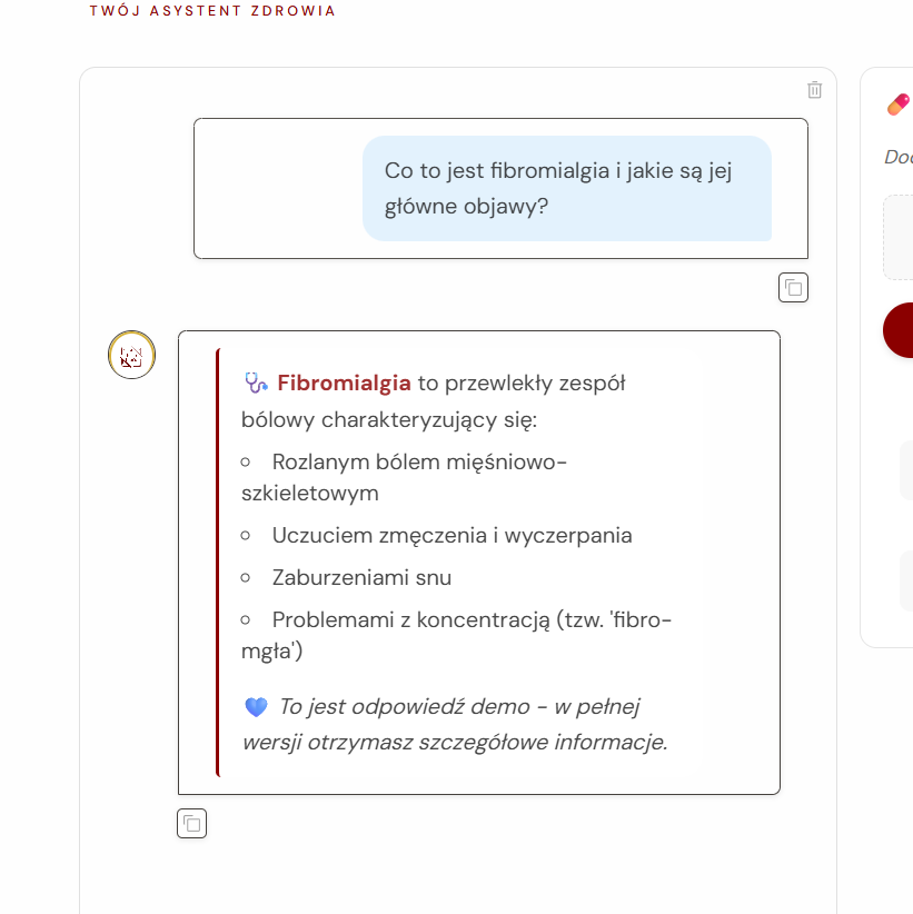 HelloFibro chat interface answering a fibromyalgia symptom question with a structured response.